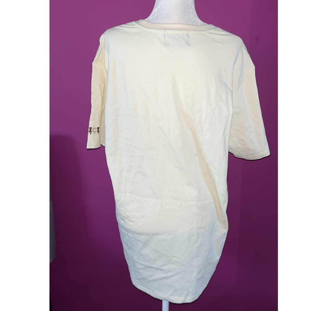 MENS DENIMiCITY Cream and Brown Graphic T-Shirt - Picture 3 of 4